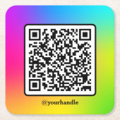 QR-Code für Social Media Square Rechteckiger Pappuntersetzer (Vorderseite)