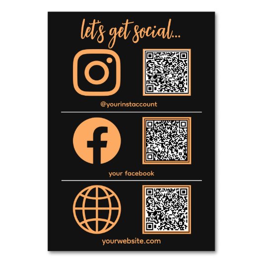 QR-Code für Social Media Tischnummer (Vorderseite)