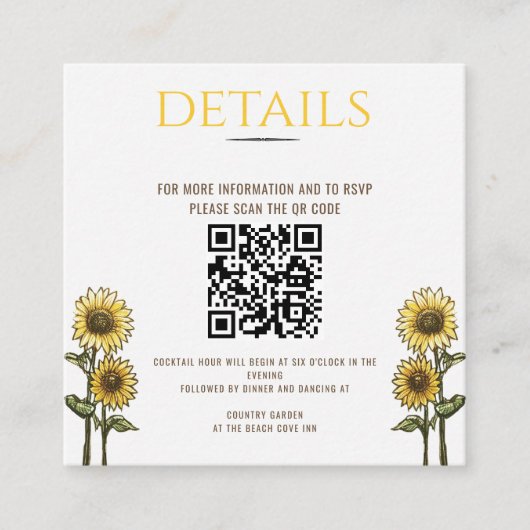 QR-Code für Sonnenblumen Begleitkarte (Vorderseite)