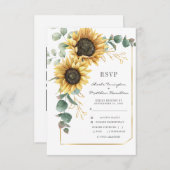 QR-Code für Sonnenblumen Bright Botanical Wedding RSVP Karte (Vorne/Hinten)