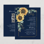 QR-Code für Sonnenblumen in einer Einladung zur Ho (Vorne/Hinten)