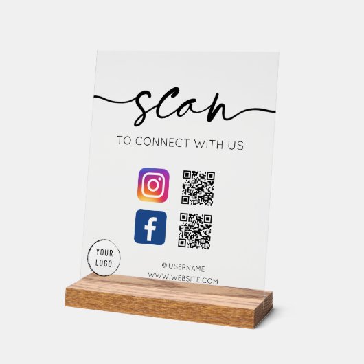 QR-Code für soziale Medien Acrylschild (Winkel)