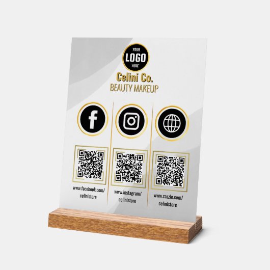 QR-Code für soziale Medien - Akryllisches Zeichen Acrylschild (Winkel)