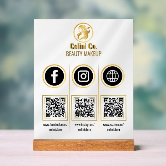 QR-Code für soziale Medien - Akryllisches Zeichen Acrylschild (Neutral)