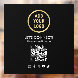 QR-Code für soziale Medien Fügen Sie Ihr Logo schw Fensteraufkleber