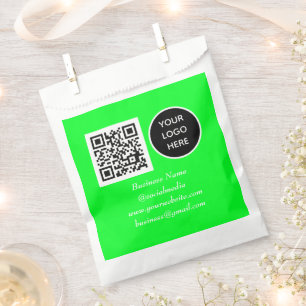 QR-Code für soziale Medien Neon Green Business Log Geschenktütchen