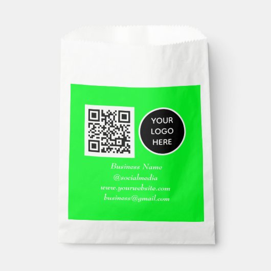 QR-Code für soziale Medien Neon Green Business Log Geschenktütchen (Vorderseite)