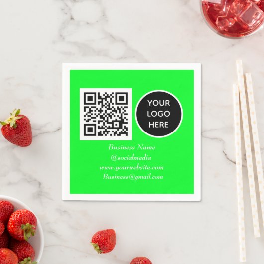 QR-Code für soziale Medien Neon Green Business Log Serviette (Beispiel)