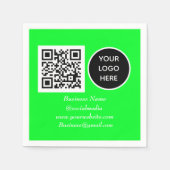 QR-Code für soziale Medien Neon Green Business Log Serviette (Vorderseite)