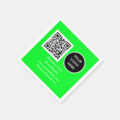 QR-Code für soziale Medien Neon Green Business Log Serviette (Ecke)