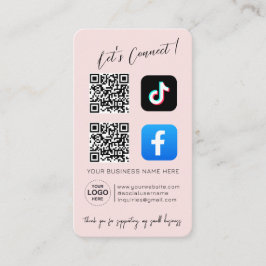 QR-Code für soziale Medien - rosa Design Visitenkarte