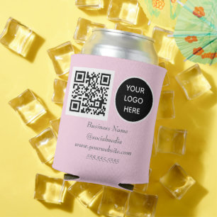 QR-Code für soziale Medien Rosa Firmenlogo Dosenkühler