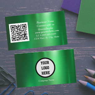 QR-Code für soziale Medien scannbar grün metallisc Visitenkarte