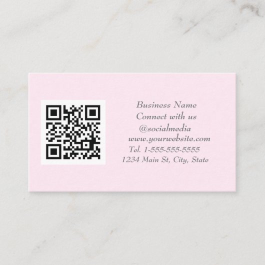 QR-Code für soziale Medien Scannbar Pink Beruflich Visitenkarte (Vorderseite)