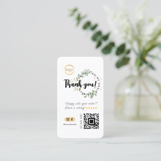 QR-Code für soziale Medien und Logos Vielen Dank E Visitenkarte (Stehend Vorderseite)