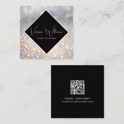 QR-Code für Sparkle-Glitzer-Eventplaner Quadratische Visitenkarte (Vorne/Hinten)