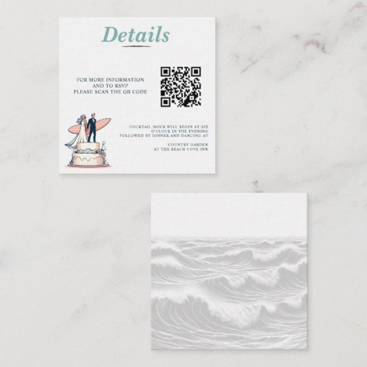 QR-Code für Surf Couple Wedding Begleitkarte (Vorne/Hinten)
