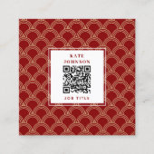 QR-Code für traditionelles Red & Gold-Chinesisches Quadratische Visitenkarte (Vorderseite)