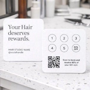 QR-Code für Treuekarte des Friseursalons Quadratische Visitenkarte