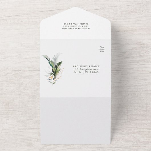 QR-Code für tropische Aquarellblätter All In One Einladung (Außenbereich)