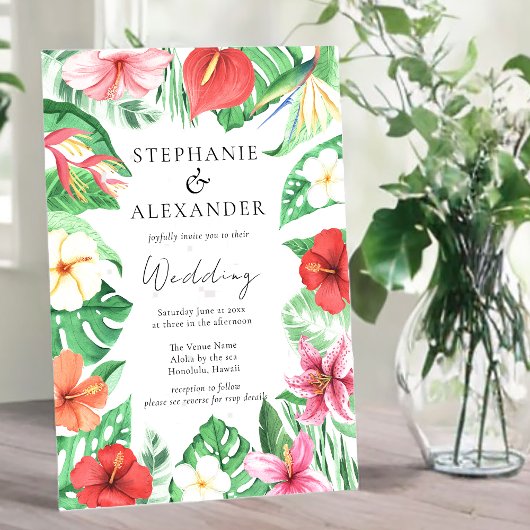 QR-Code für tropische Strandflora Einladung