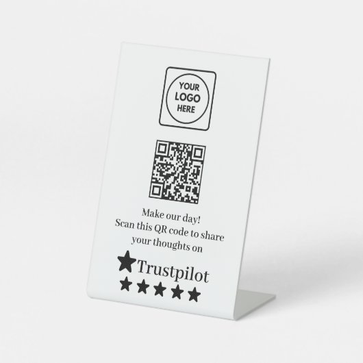 QR-Code für Trustpilot | Link zur Unternehmensüber Sockelschild (Vorderseite)