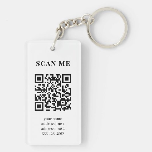 QR-Code für Unternehmen, beidseitig Schlüsselanhänger (Rückseite)