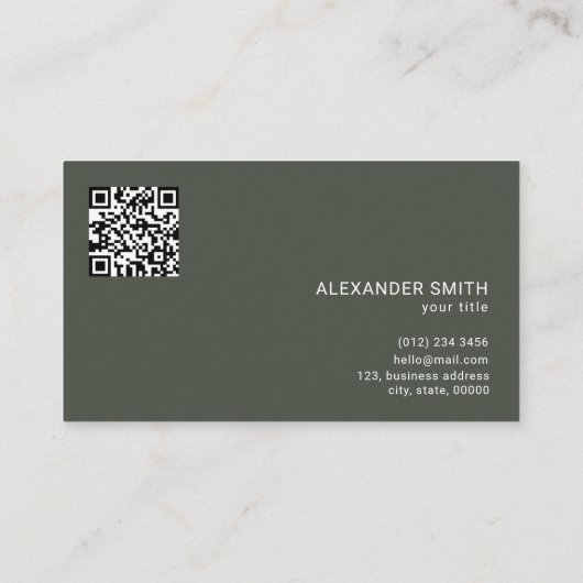 QR-Code für Unternehmen Beruflich Minimalistisch Visitenkarte (Rückseite)