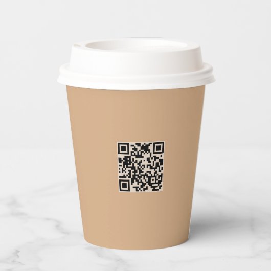 QR-CODE für Unternehmen - einfach braun Pappbecher (Rückseite)