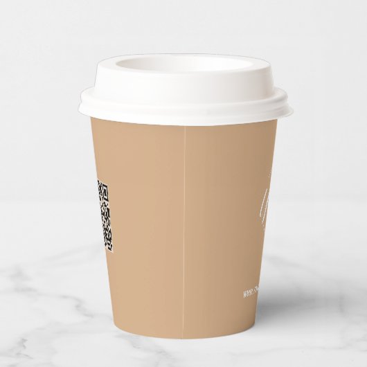 QR-CODE für Unternehmen - einfach braun Pappbecher (Rechts)