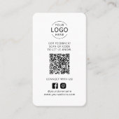 QR-Code für Unternehmen Feedback zu Social Media Visitenkarte (Vorderseite)