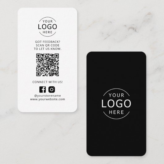 QR-Code für Unternehmen Feedback zu Social Media Visitenkarte (Vorne/Hinten)