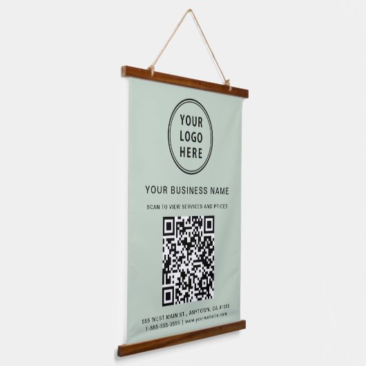 QR-Code für Unternehmen - Grün Wandteppich Mit Holzrahmen (Gewinkelt)