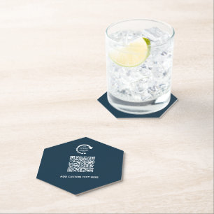 QR-Code für Unternehmen Navy Blue Untersetzer