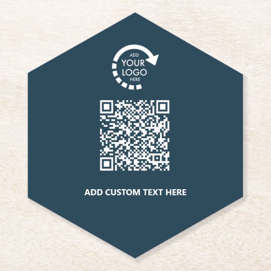 QR-Code für Unternehmen | Navy Blue Untersetzer (Vorderseite)