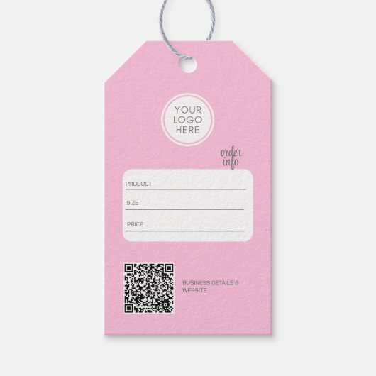 QR-Code für Unternehmen - Rosa Preismarke Geschenkanhänger (Vorderseite)