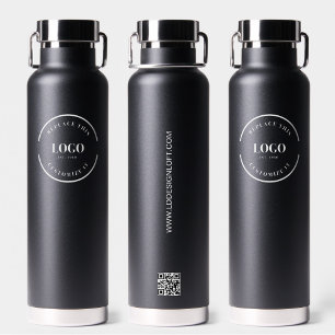 QR-Code für Unternehmen schwarze Werbegeschenke Trinkflasche