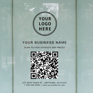 QR-Code für Unternehmen und Logo Fensteraufkleber