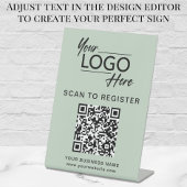 QR-Code für Unternehmen und Logo-Seite Grün Sockelschild