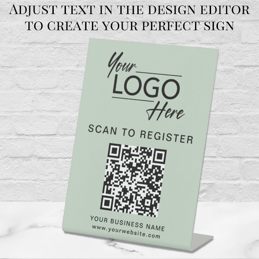 QR-Code für Unternehmen und Logo-Seite Grün Sockelschild