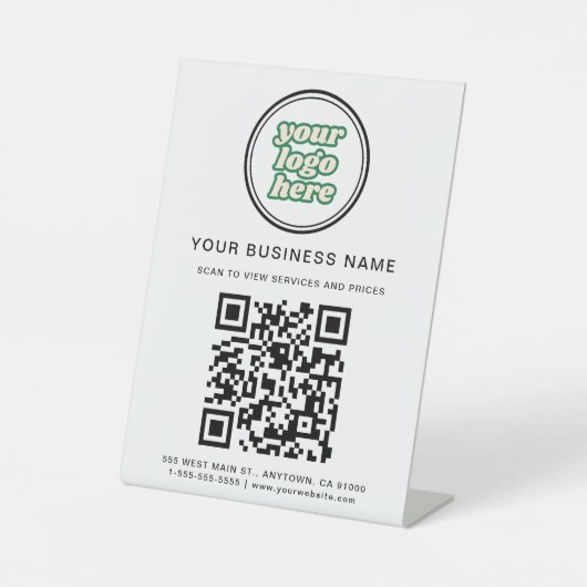 QR-Code für Unternehmen und Logo Sockelschild (Vorderseite)