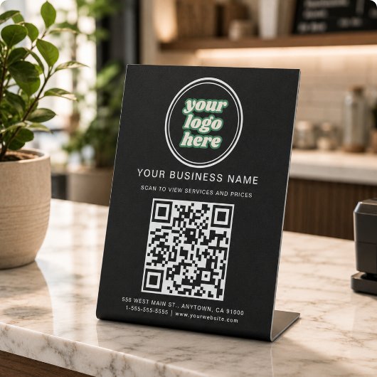 QR-Code für Unternehmen und Logo Sockelschild