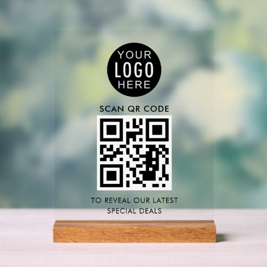 QR-Code für Unternehmen und Logos Minimalistisch Acrylschild (Neutral)