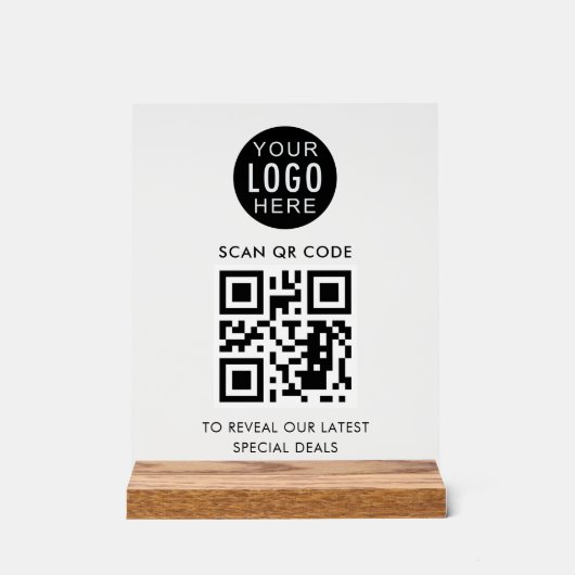 QR-Code für Unternehmen und Logos Minimalistisch Acrylschild (Vorderseite)