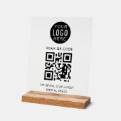 QR-Code für Unternehmen und Logos Minimalistisch Acrylschild (Winkel)
