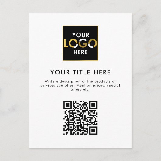 QR-Code für Unternehmen und Text Postkarte (Vorderseite)