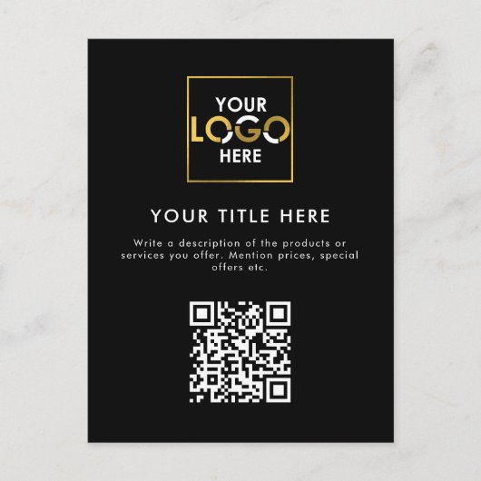 QR-Code für Unternehmen und Text Postkarte (Vorderseite)