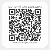 QR-Code für Unternehmen und Website des Unternehme Quadratischer Aufkleber (Vorderseite)