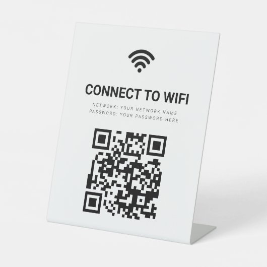 QR-Code für Unternehmen - WLAN-Netzwerk Weiß, mode Sockelschild (Vorderseite)