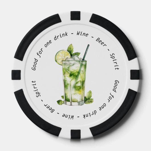 QR Code für Unternehmensereignisse Mojito Drink Gu Pokerchips (Vorderseite)